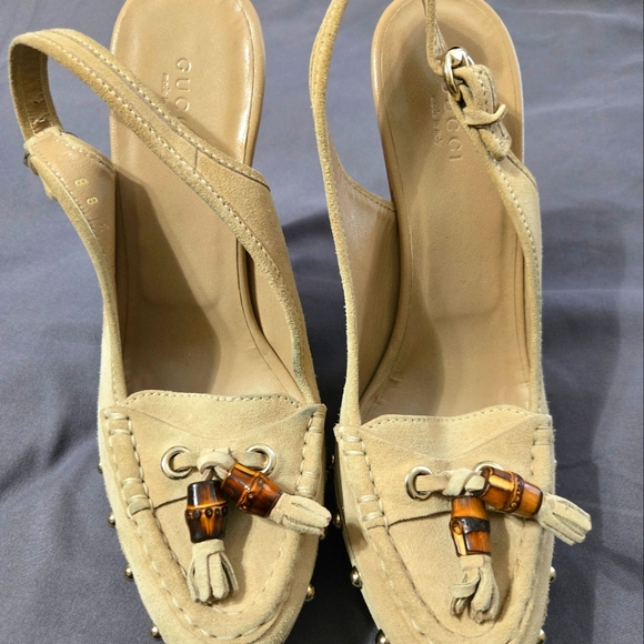 Gucci Ivory Suede Slingback w/platform - Picture 13 of 16